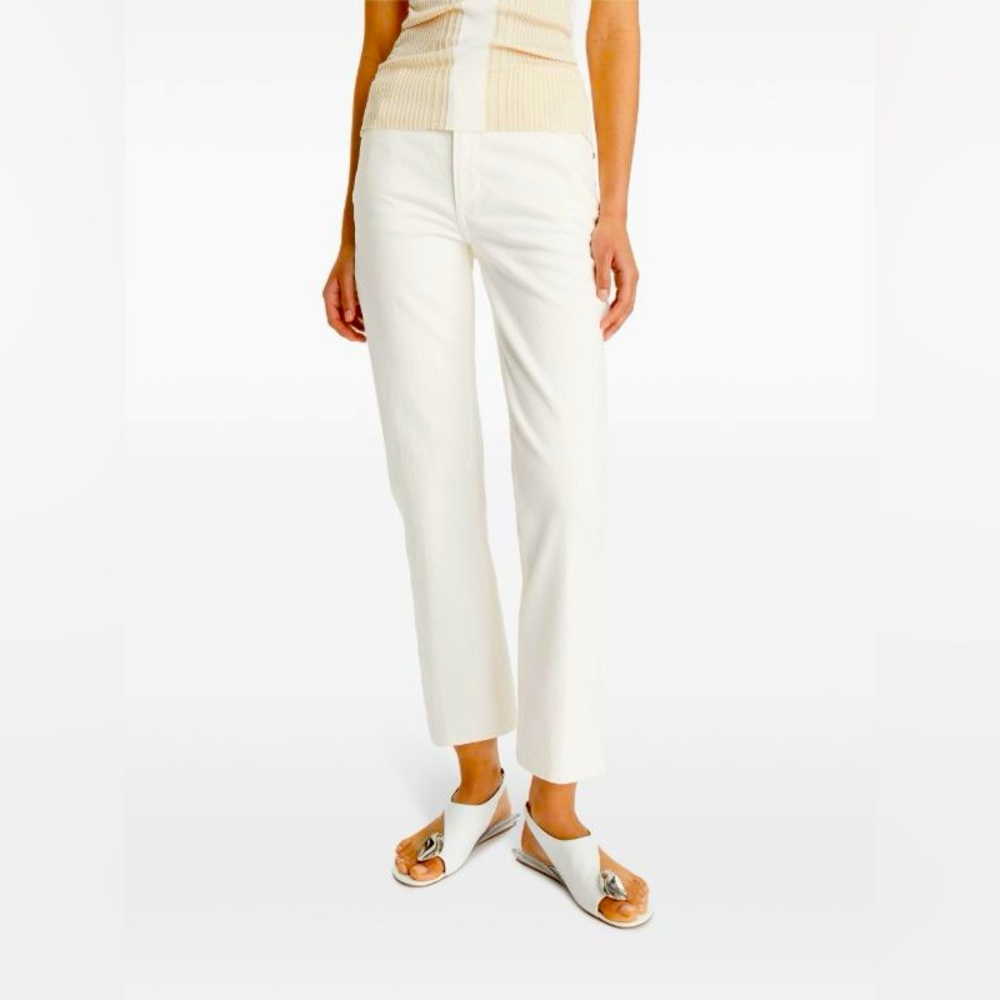 Tory Burch Women's white cropped skinny jeans mid rise‎ stretch